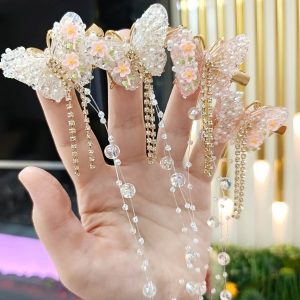 Boncuklu Kelebek Pens Toka