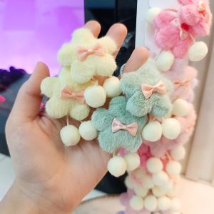 Ponponlu Çiçek Lastik Toka