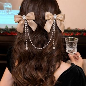 İnci Sarkıtlı Kurdele Pens Toka