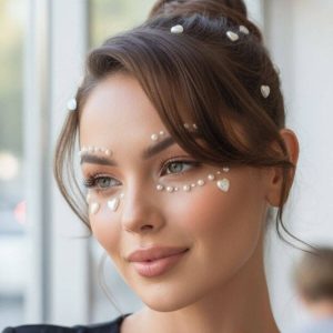 Kalp ve İnci Saç Yüz Taşı