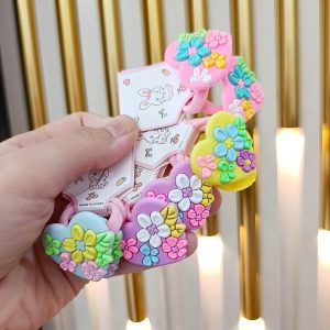 Çiçek Baskılı Kalp Lastik Toka